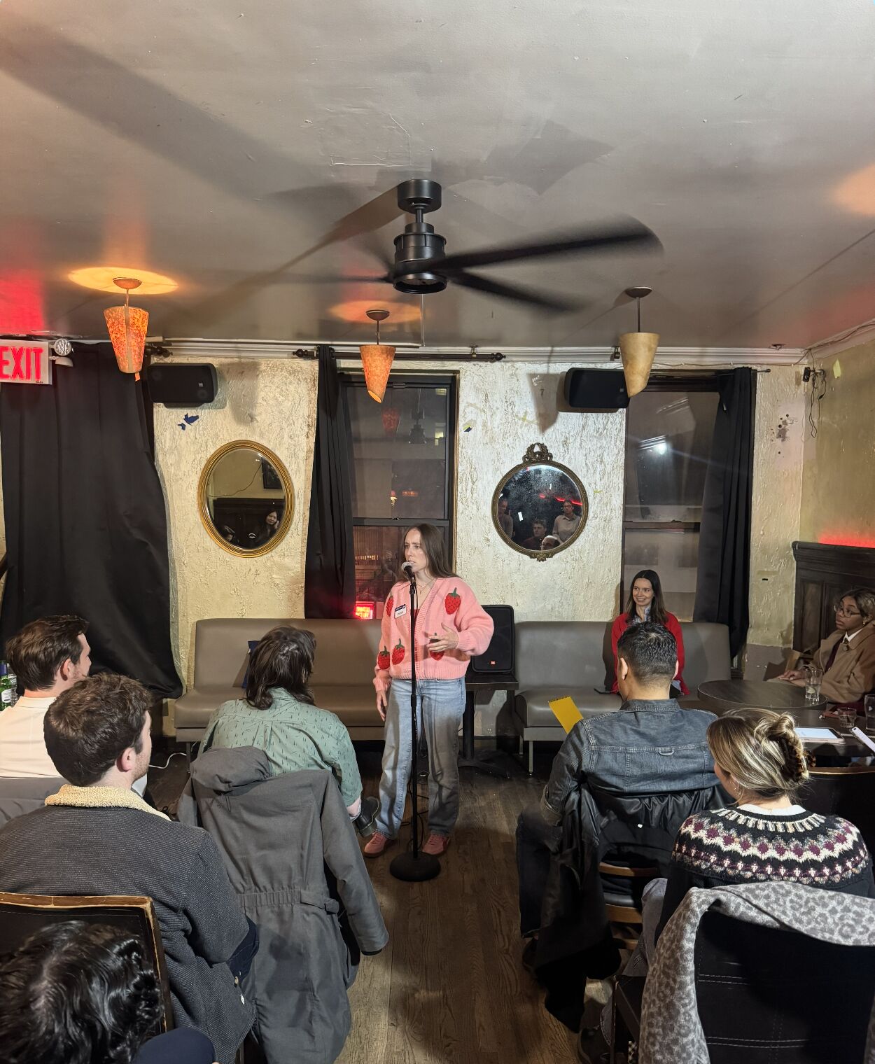 A member speaking to the club